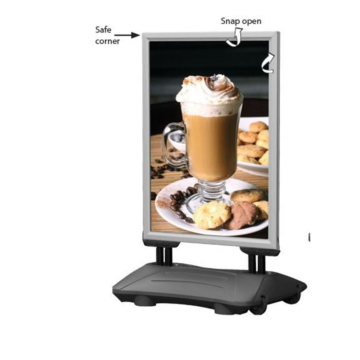 Image of A1 méretű, KÜLTÉRI időjárás álló megállító tábla, CSAK TEST, EZÜST