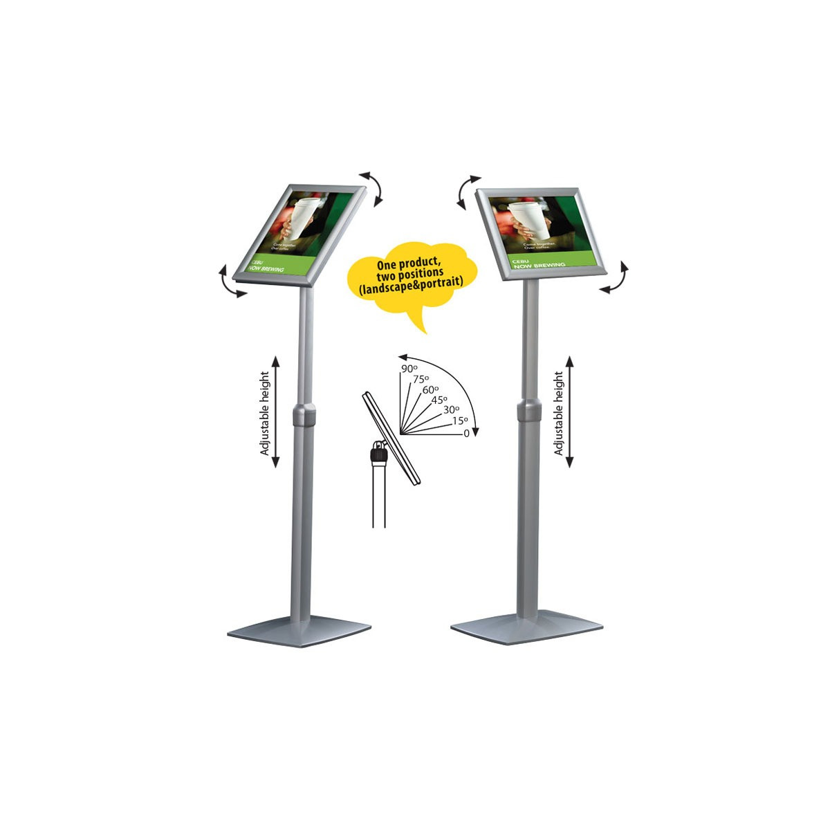 Image of Állítható magasságú laptartó állvány, A4 méret, 865-1250 mm