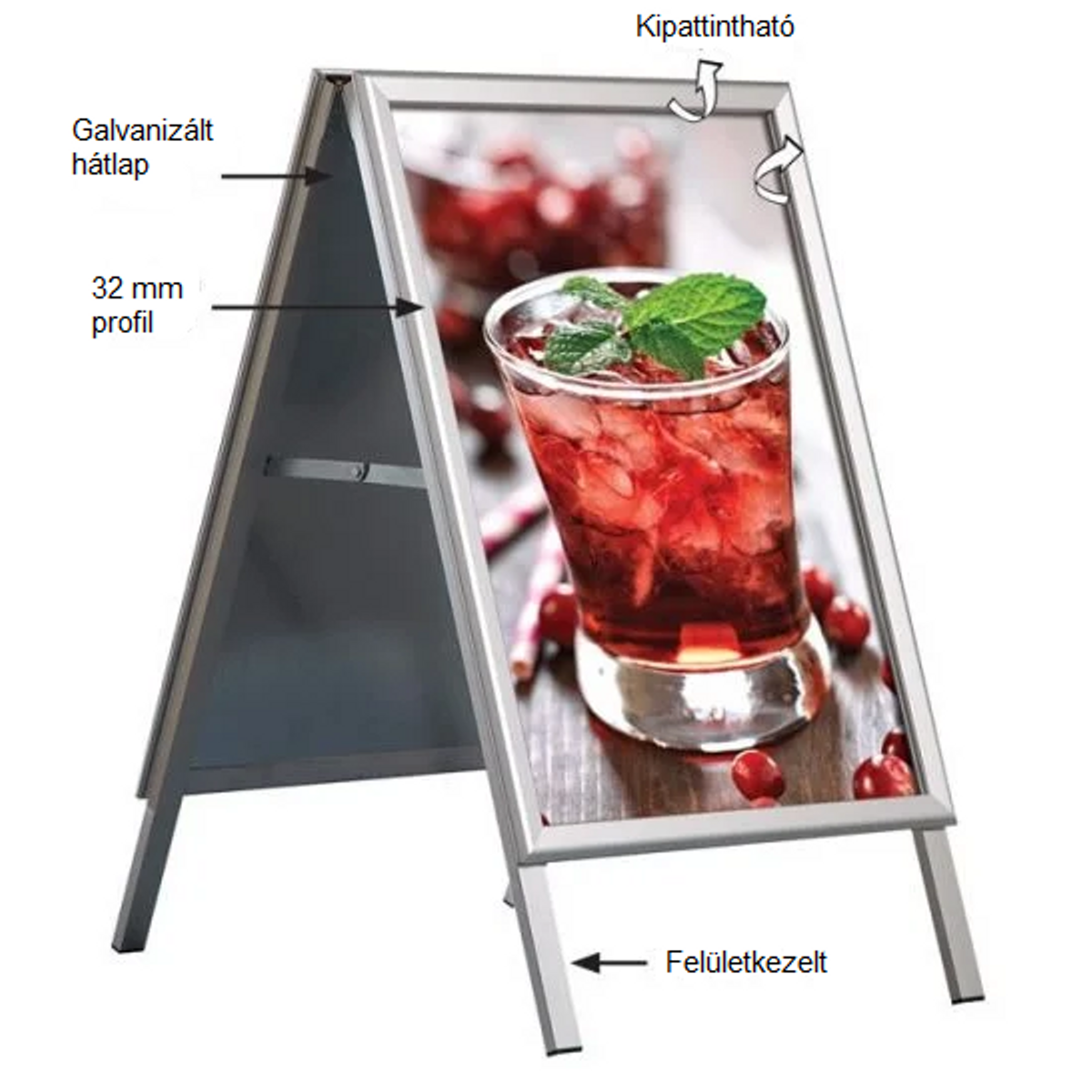 Image of Megállító tábla, 2XA2, szögletes sarok, 32 mm