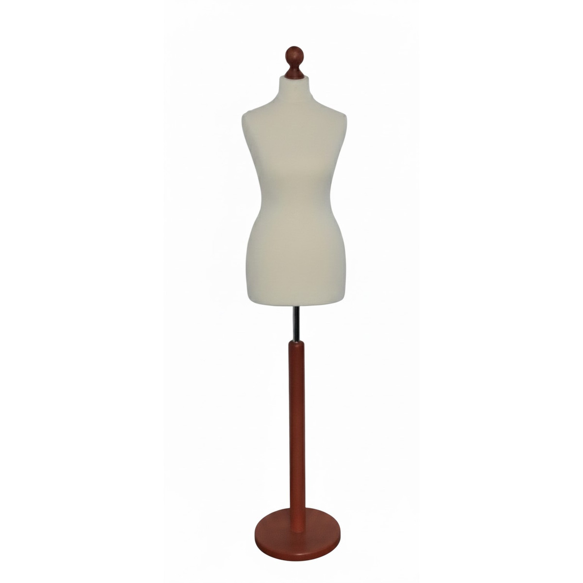 Image of Női szabóbaba, 34-es, EKRÜ huzattal, kerek MAHAGÓNI falábbal