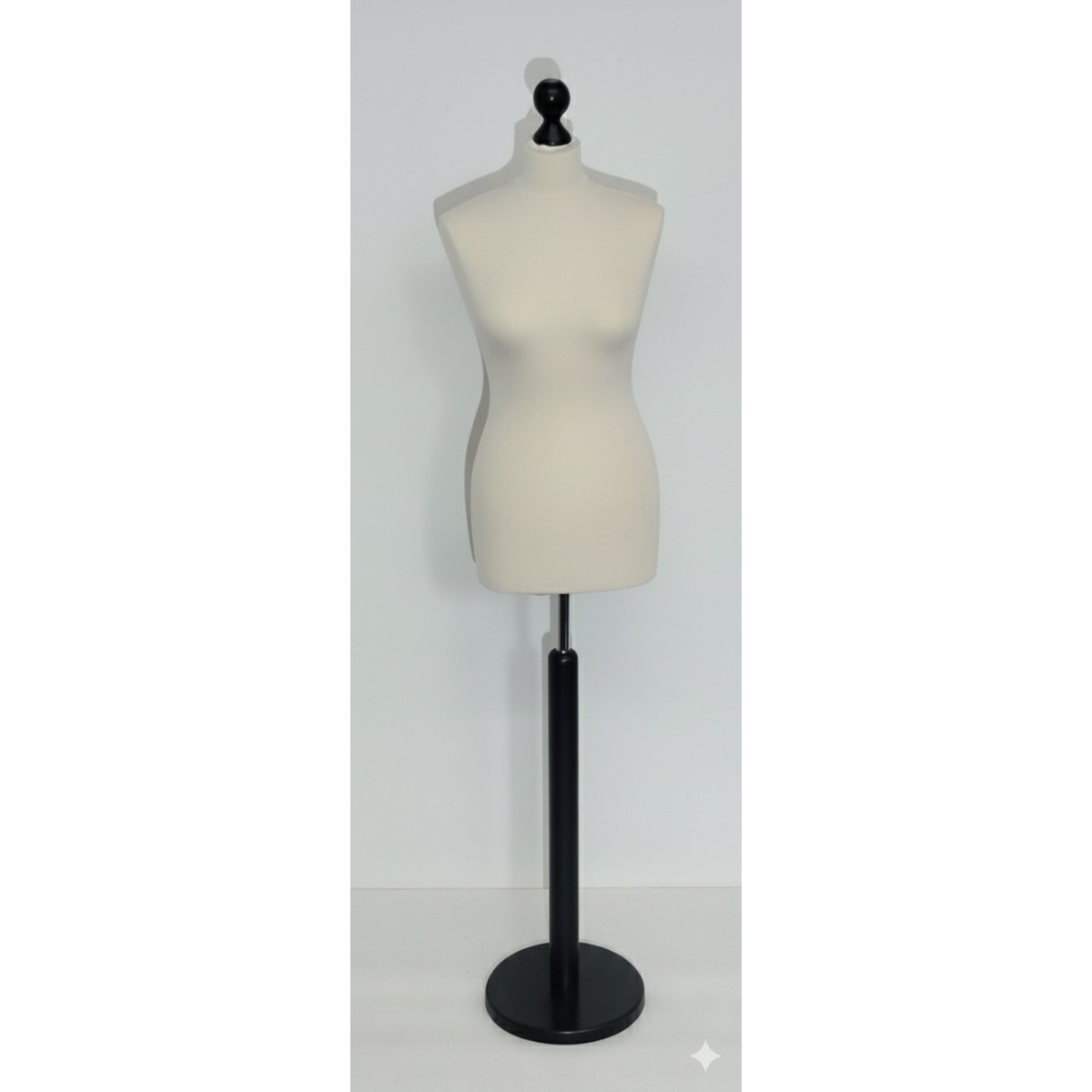 Image of Női szabóbaba, 36-38-as, EKRÜ huzattal, kerek FEKETE falábbal