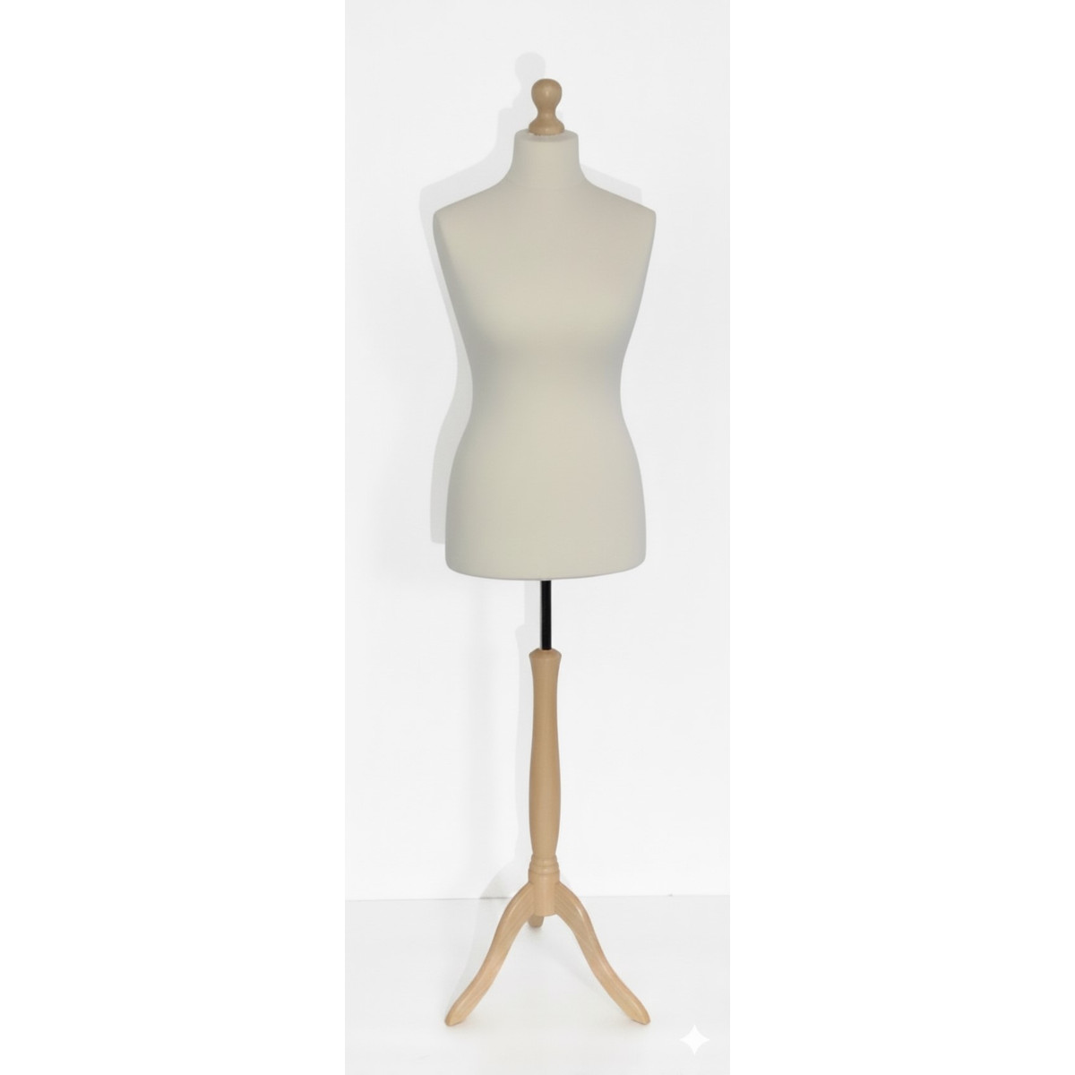 Image of Női szabóbaba, 40-42-es, EKRÜ huzattal, 3 ágú NATÚR falábbal