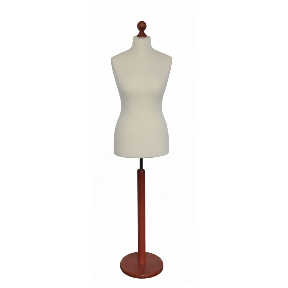 Image of Női szabóbaba, 40-42-es, EKRÜ huzattal, kerek MAHAGÓNI falábbal