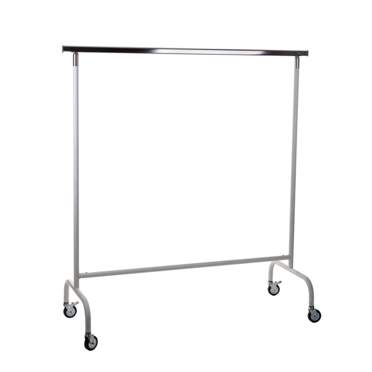 Image of FIX magasságú ruhatartó sztender, állítható szélességű, GUMIKERÉKKEL, FEHÉR színben