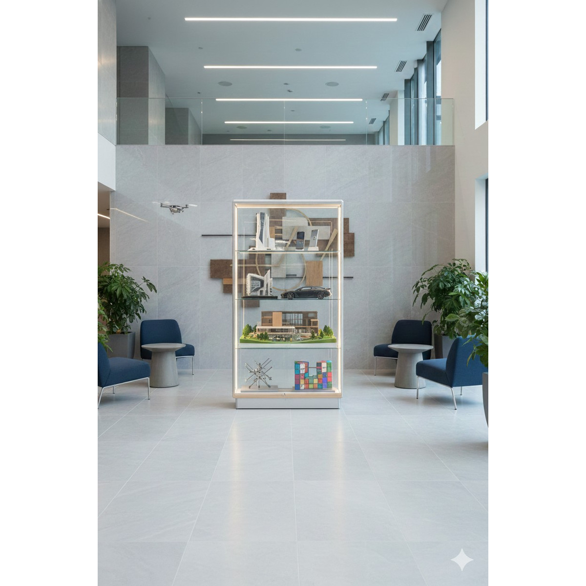 Image of Alumínium keretes üveg vitrin, 1000x500x1900 mm, lábazattal vagy kerékkel