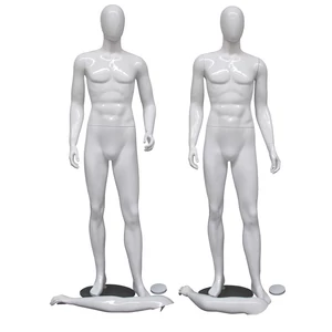 JAKOB, egész alakos UFO fejű FÉRFI kirakati baba, próbababa, 4 pozíciós, fényes fehér