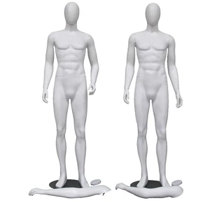 SVEN, egész alakos UFO fejű FÉRFI kirakati baba, próbababa, 4 pozíciós, fényes fehér