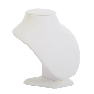 Nyaklánc display, műbőr, TÖRTFEHÉR, 210 mm