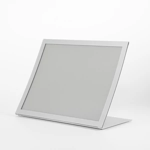 A4 méretű FEKVŐ laptok tartó, fém talpazat, mágneses előlap résszel, SZÜRKE, döntött és ívelt