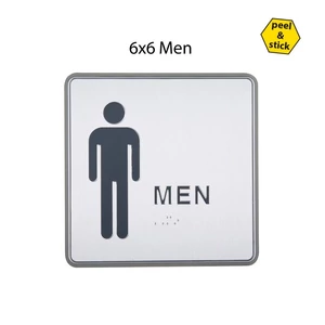 "Men" felirat ajtóra, aluminium kerettel, 15 x 15 cm