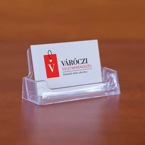 Névjegytartó, fekvő, asztali, 93x52x18 mm