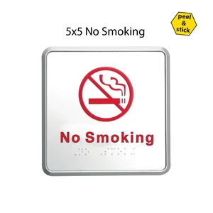 "No Smoking" felirat ajtóra, aluminium kerettel, 15 x 15 cm