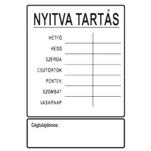 NYITVA TARTÁS matrica öntapadós (UV álló kültéri festék) - fehér