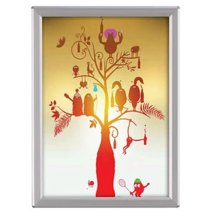 Plakátkeret, A4, szögletes sarokkal 14 mm profilszélesség, asztali támasztóval