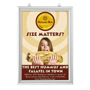 Plakátkeret, B2, szögletes sarkok, KÉTOLDALAS, 25 mm