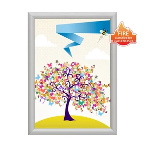 Plakátkeret, TŰZÁLLÓ, 25 mm profil, szögletes sarokkal, A1 méret, EZÜST