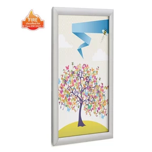 Plakátkeret, TŰZÁLLÓ, 25 mm profil, szögletes sarokkal, A4 méret, EZÜST