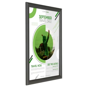 Plakátkeret, TŰZÁLLÓ, 25 mm profil, szögletes sarokkal, A4 méret, FEKETE