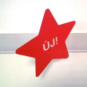 "Új" feliratú jelölő tábla ársínhez, Mérete: 130 x 130 mm. PIROS "Új" feliratú jelölő tábla ársínhez, Mérete: 130 x 130 mm. PIROS