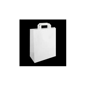 Szalagfüles papírtáska, A4 álló (22 x 10 x 28 cm) - FEHÉR, 100 db / csomag, R