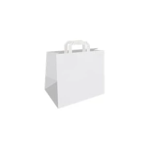 Szalagfüles papírtáska, Gastro (26 x 17 x 25 cm) - FEHÉR, 100 db / csomag, R