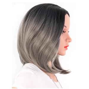 Női paróka kirakati babához, félhosszú, Ombre festésű fekete-ősz, Hamvas szürke Női paróka kirakati babához, félhosszú, Ombre festésű fekete-ősz, Hamvas szürke