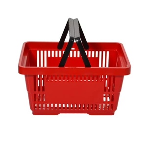 Bevásárló kosár, 22 literes, piros, KÉTFÜLES
