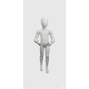 UFO fejű, GYERMEK kirakati baba, FEHÉR PVC, 103 cm magas, HAJLÍTOTT karokkal