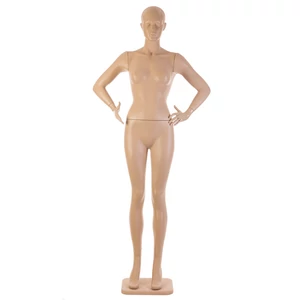 Egész alakos NŐI, műanyag kirakati baba, csípőre tett kézzel, TESTSZÍNŰ Egész alakos NŐI, műanyag kirakati baba, csípőre tett kézzel, TESTSZÍNŰ