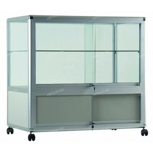 Alumínium keretes, gurulós és tárolós PULTVITRIN, 1000x500x1000 mm, lábazattal vagy kerékkel