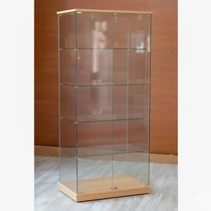 Nyílóajtós, keret nélküli, álló vitrin EDZETT ÜVEGBŐL, 632 mm JUHAR