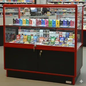 Üveges pultvitrin LED világítással