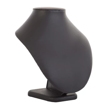 Nyaklánc display, műbőr, FEKETE, 220 mm