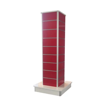 Hasáb gondola alusínes panelből 1480 x 340 x 340 mm MAGASFÉNYŰ PIROS és MAGASFÉNYŰ FEHÉR 15 cm osztás, kerekített lábazat és tető