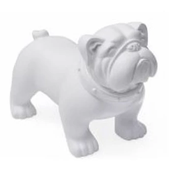Kutya kirakati bábú,álló forma,Bulldog alak, FEHÉR