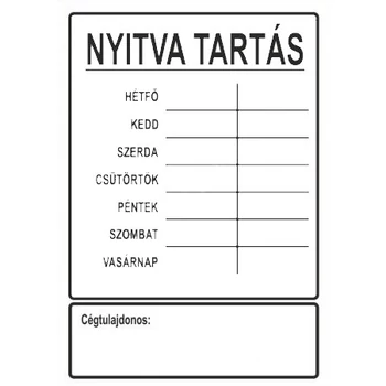 NYITVA TARTÁS matrica öntapadós (UV álló kültéri festék) - fehér