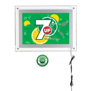 Világító LED, akril keret falra, négyszögletes, EZÜST, A3 méret