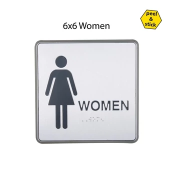 "Women" felirat ajtóra, aluminium kerettel, 15 x 15 cm