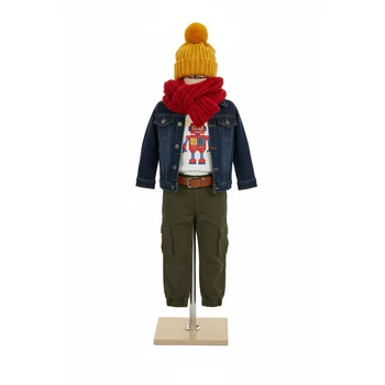 Gyermek szabóbaba, 3-4 éves, EKRÜ huzattal, krómcső lábbal, JUHAR talppal