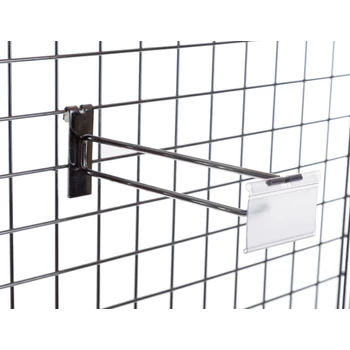Árjelzős szimpla kampó RÁCSRA, 40 x 80 mm-es, PLEXI címketartóval, 150 mm, KRÓMOZOTT