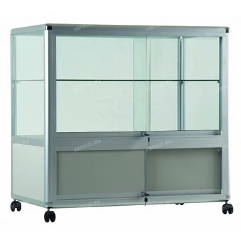 Alumínium keretes, gurulós és tárolós PULTVITRIN, 1000x500x1000 mm, lábazattal vagy kerékkel