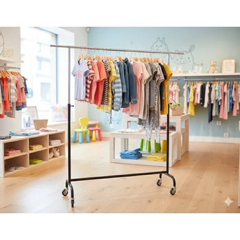 Állítható magasságú ruhatartó sztender,Ø35, GUMIKERÉKKEL, magasság:1500-2200 mm,hossz: 1500-2200 mm