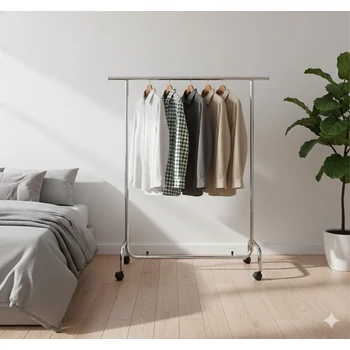 Ruhatartó állvány, egyszintes, FIX magasságú, 1000 mm széles, 1495 mm magas, BÚTORGÖRGŐKKEL, Különböző színben