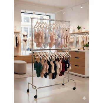 Ruhatartó sztender, 2 szintes, állítható magasságú (hossz: 1000 mm)