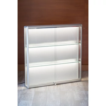 Alumínium keretes fali vitrin, 1000x250x1000 mm -Világítással