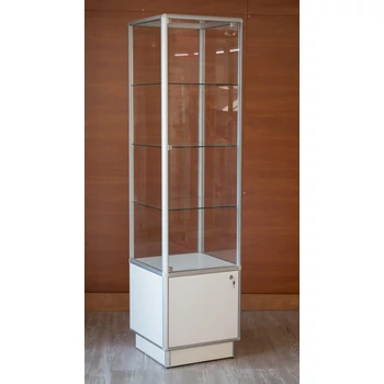 Alumínium keretes tárolós vitrin, 500x500x1900 mm, világítás nélkül