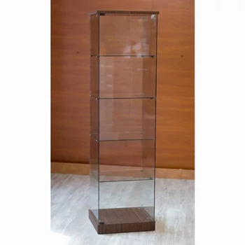 Nyílóajtós, keret nélküli, álló vitrin EDZETT ÜVEGBŐL, 1795 x 492 x 446 mm, DIÓ színben
