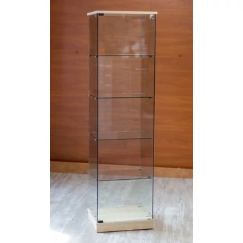 Nyílóajtós, keret nélküli, álló vitrin EDZETT ÜVEGBŐL, 492 mm Juhar