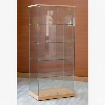 Nyílóajtós, keret nélküli, álló vitrin EDZETT ÜVEGBŐL, 632 mm JUHAR