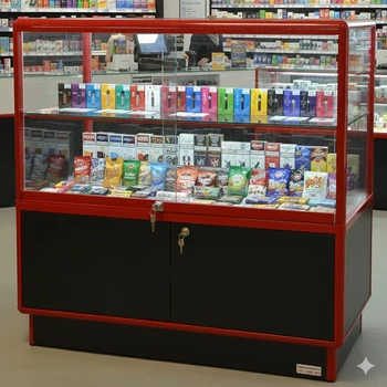 Üveges pultvitrin LED világítással